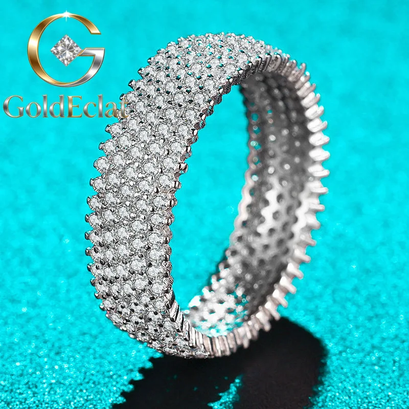 

Кольцо GoldEclat Luxury из цельной платины PT950 с муассанитом цвета D и бриллиантами, полностью инкрустированное бриллиантами, женское кольцо