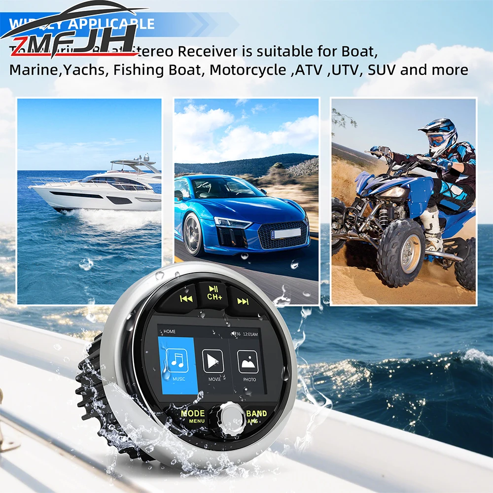 

Waterproof Marine Stereo MP5 Player Bluetooth-compatible FM AM USB Port AUX Radio Media Player For Boat ATV UTV Accessories