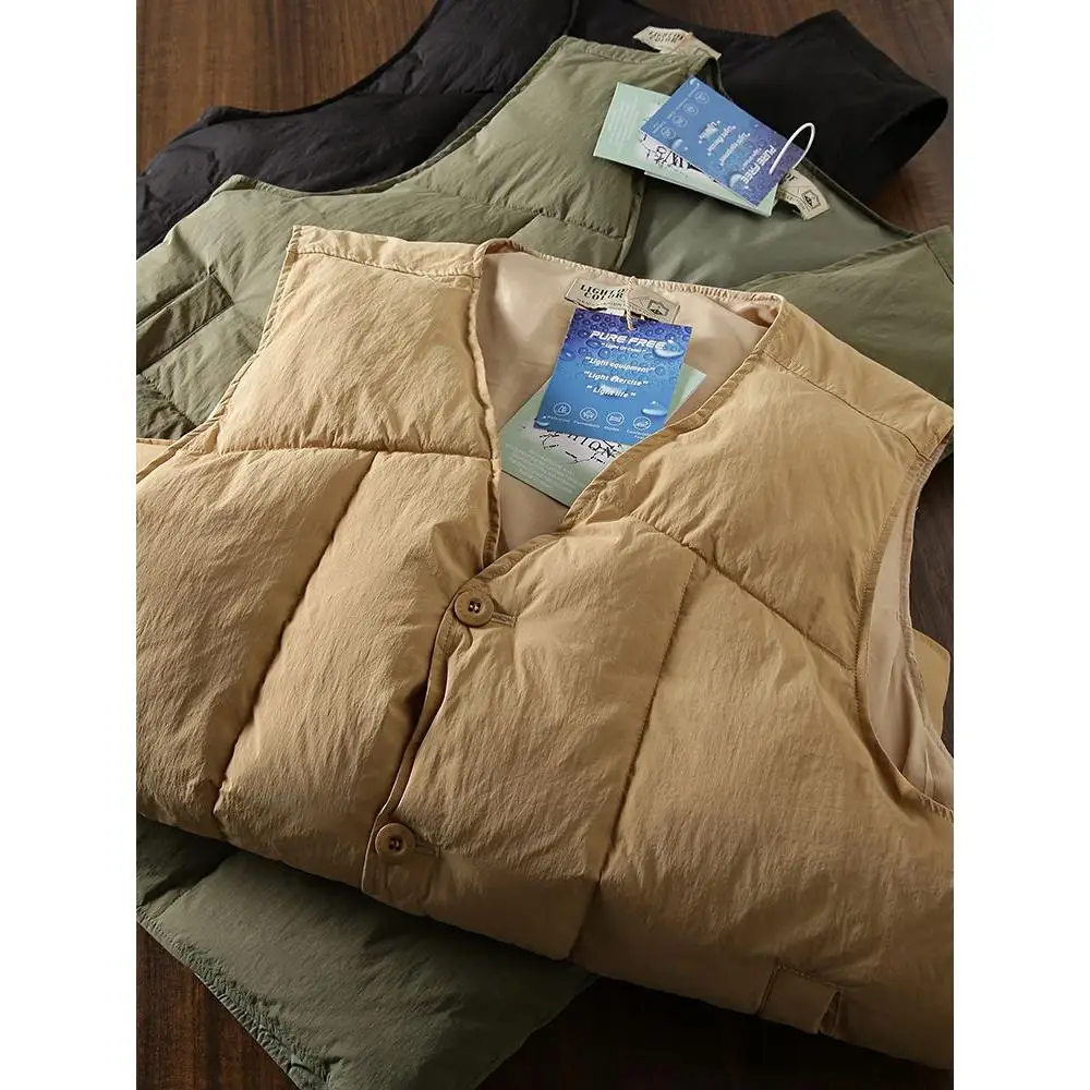 

Хлопковый жилет Thiened с v-образным вырезом на одной пуговице, теплая зимняя куртка из пышной полиэфирной ткани, молодежная модная повседневная одежда