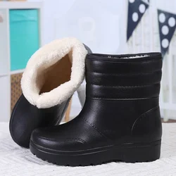 Winter New Men's Snow Boots Plush EVA Waterproof Casual Work Shoes Rain Shoes High Top Warm and Comfortable Cotton Shoes