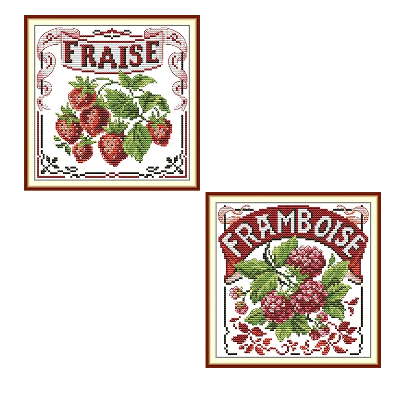 Joy Sunday Strawberries Raspberry Cross Stitch Kit 11/14/16CT High Quality Printed Canvas Needlework Pattern Home Wall Art Decor