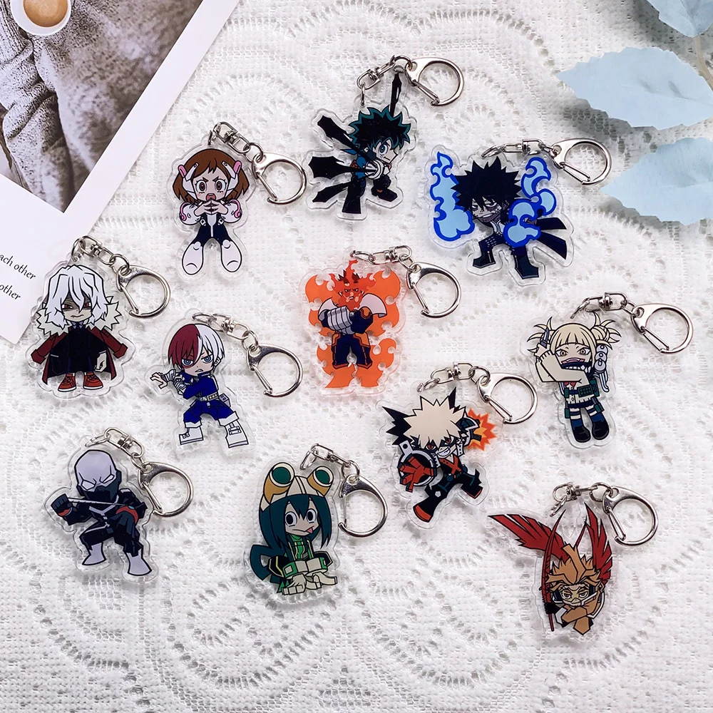 1/11PCS Anime Characters My Hero Academia Acrylic Keychain Accessories Funny Keyrings Friends Gifts Bag Charms Backpack Pendant
