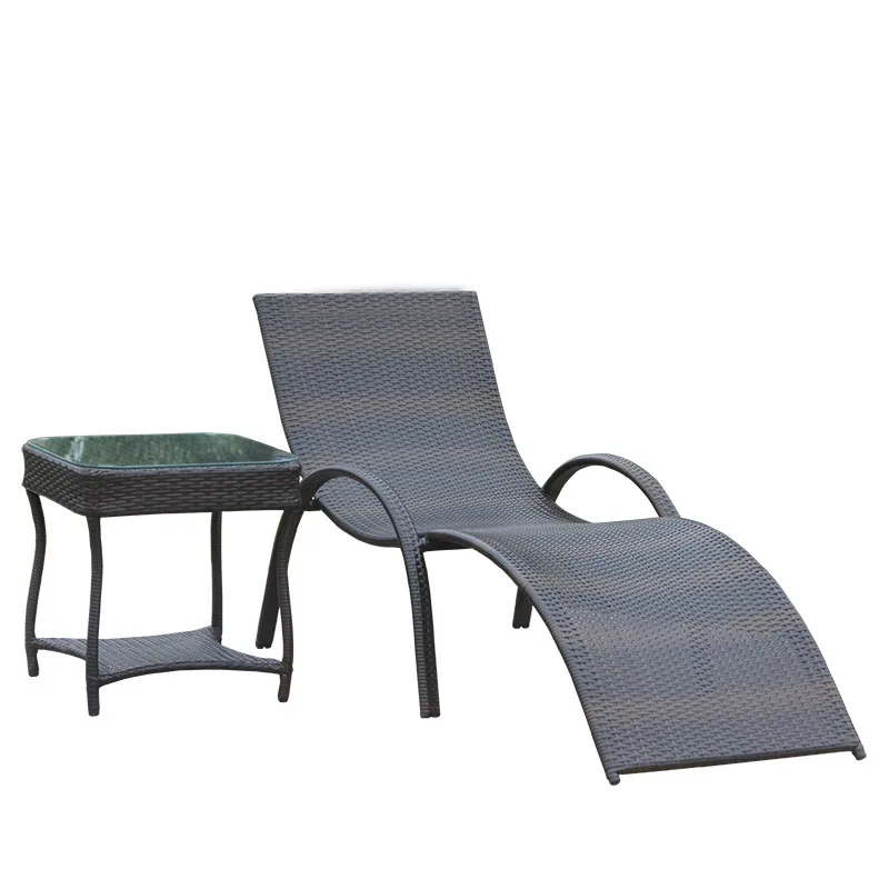 

Outdoor bed balcony leisure rattan chair outdoor courtyard lounger villa swimming pool bed S type rattan beach chair