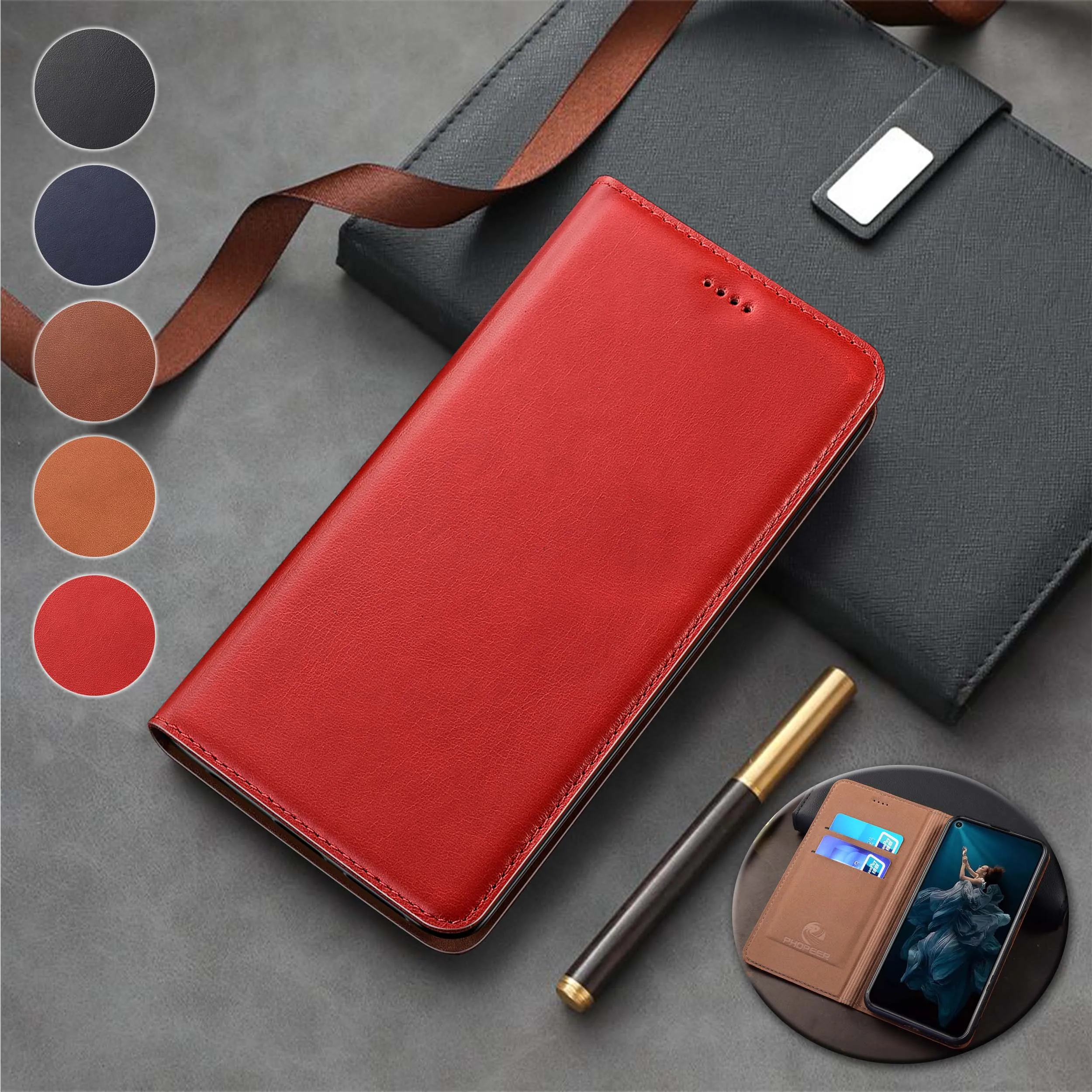 

For Vivo iQOO 3 5 7 8 9 10 11 11S 12 13 Pro Wax drop Pattern Genuine Leather Wallet Flip Phone Cover Case Cowhide Scratch-Proof