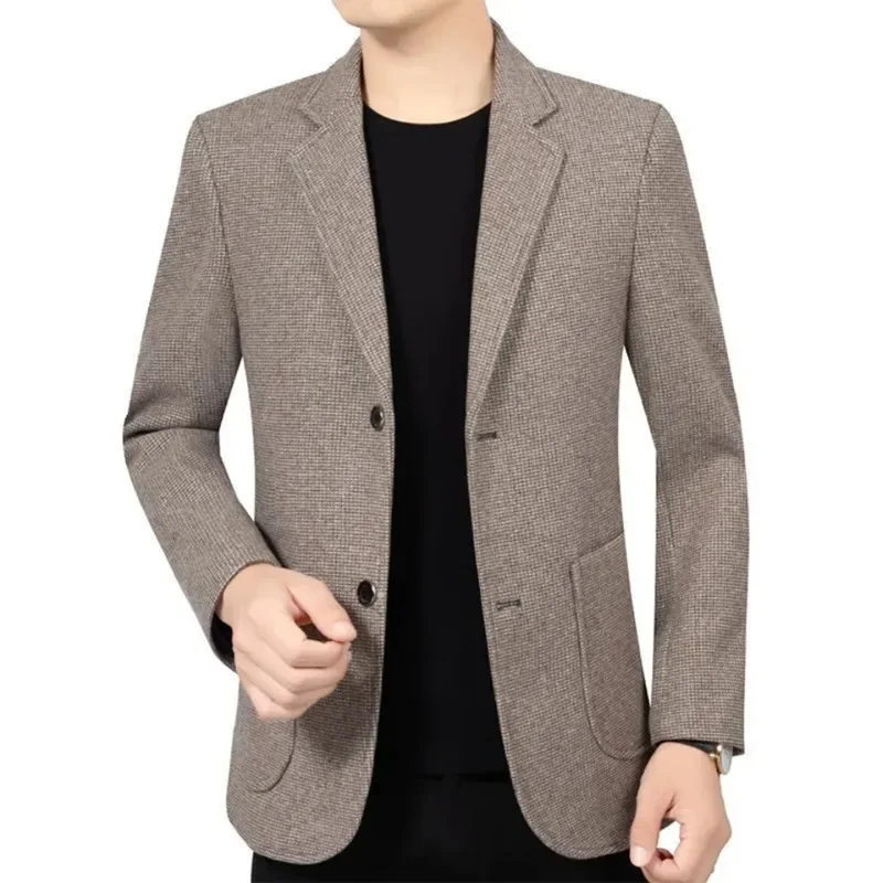 Autumn New Business Men\'s Blazer Korean Fashion Trend Solid Color Suit Coat Wool Blends High Quality Slim Men\'s Suit Jacket 3XL