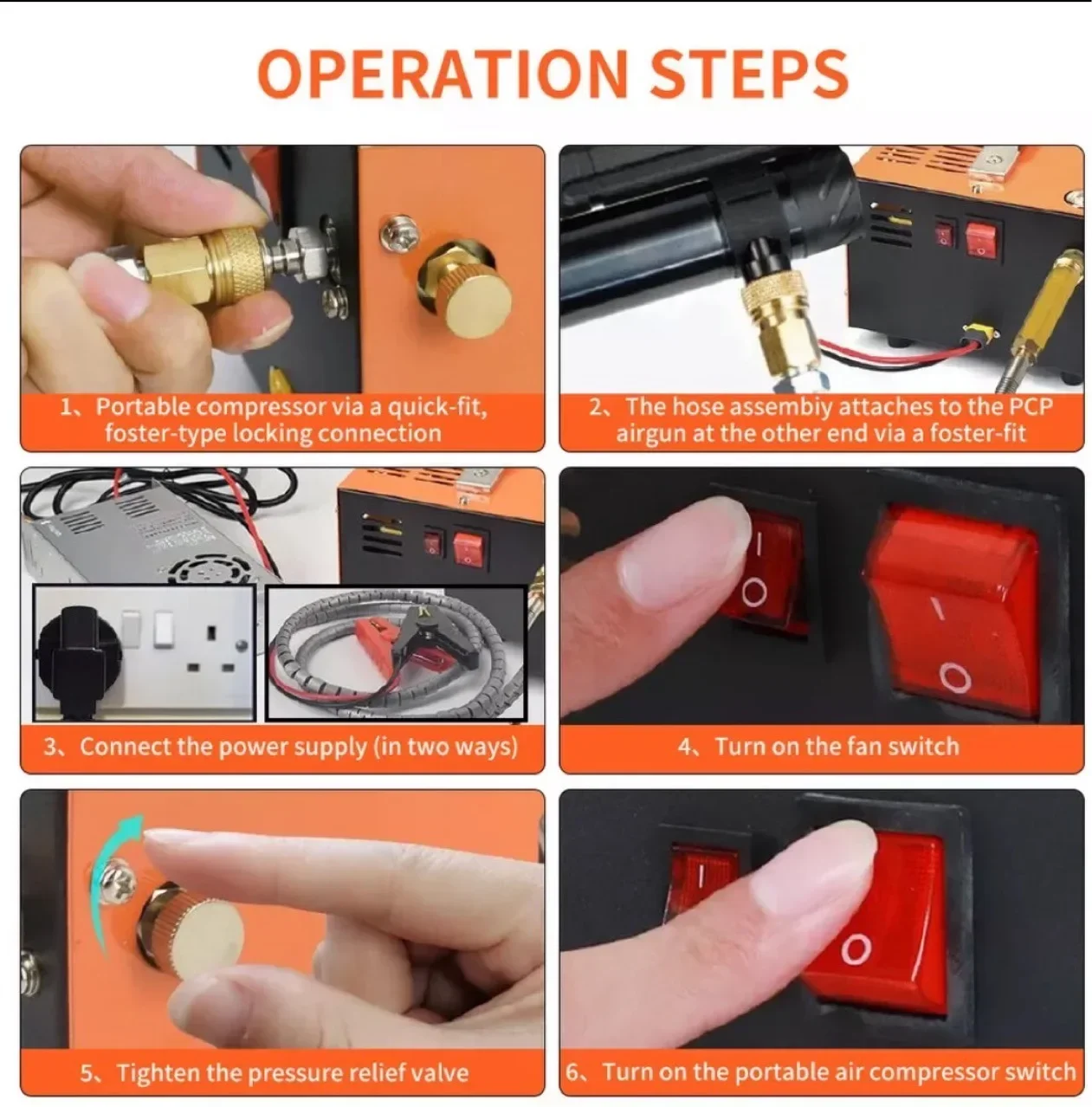 Imagem -05 - Bomba do Compressor de ar do Automóvel Inflator o Transformador 220v 12v 4500 Psi 300 Barra 30mpa de Alta Pressã