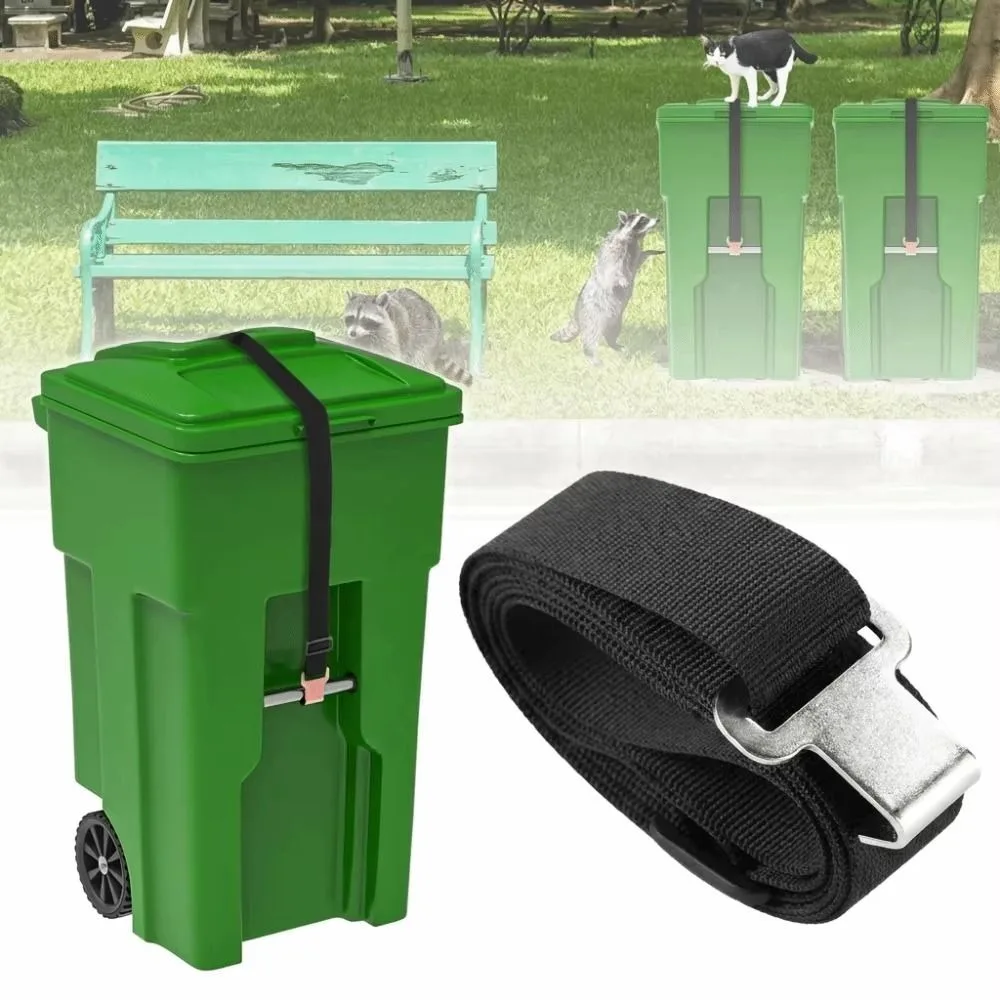 Anti Slip Adjustable Trash Can Lock Tear Resistant Security Strap Garbage Can Lock Adjustable Raccoon Bear Proof Bin Lid Lock