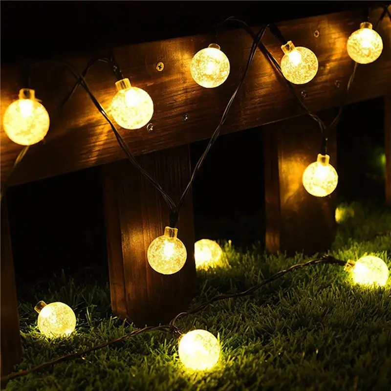 Y51A-3X 8 Modes Solar Light Bulbs Crystal Ball 5M LED String Lights Fairy Lights Garlands For Christmas Party Outdoor