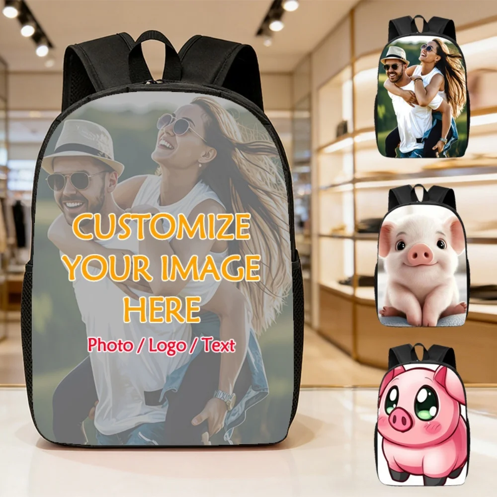 Customized Full Print Backpack Upload Your Own Picture Logo Text Personalized School Backpack for Boys Girls Daily Travel Bags