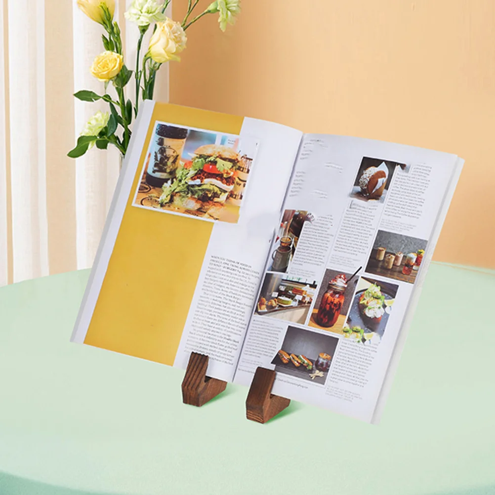 

Wooden Recipe Stand Kitchen Book Holder Multi Function Decorative Display Rack for Recipe Books Tablets Countertops Reading