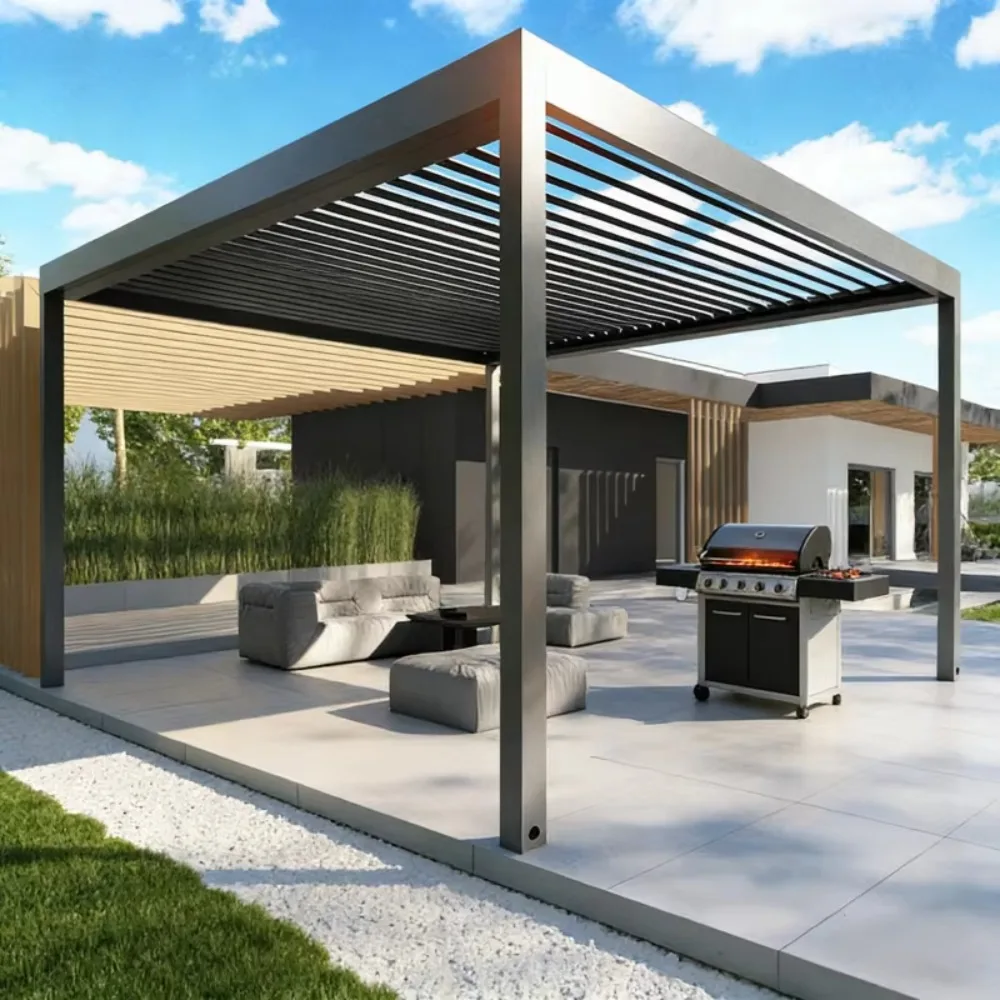 Custom Size Commercial Solar Parking Canopy, Waterproof Aluminum Frame Outdoor Carport Shade for Villa Business Use