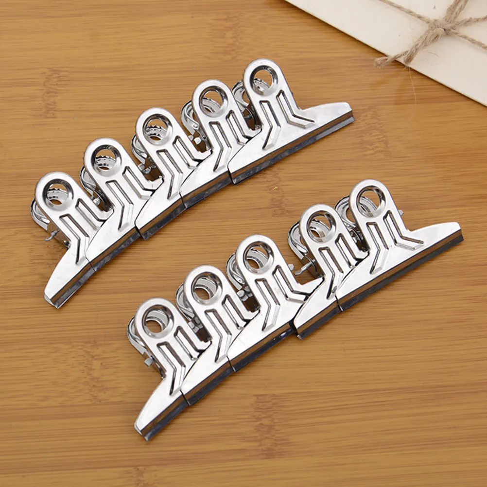 10Pcs Stainless Steel Bag Clips Wide Opening Airtight Seal for Snack Food Storage Chips Coffee Bread Freezer Use