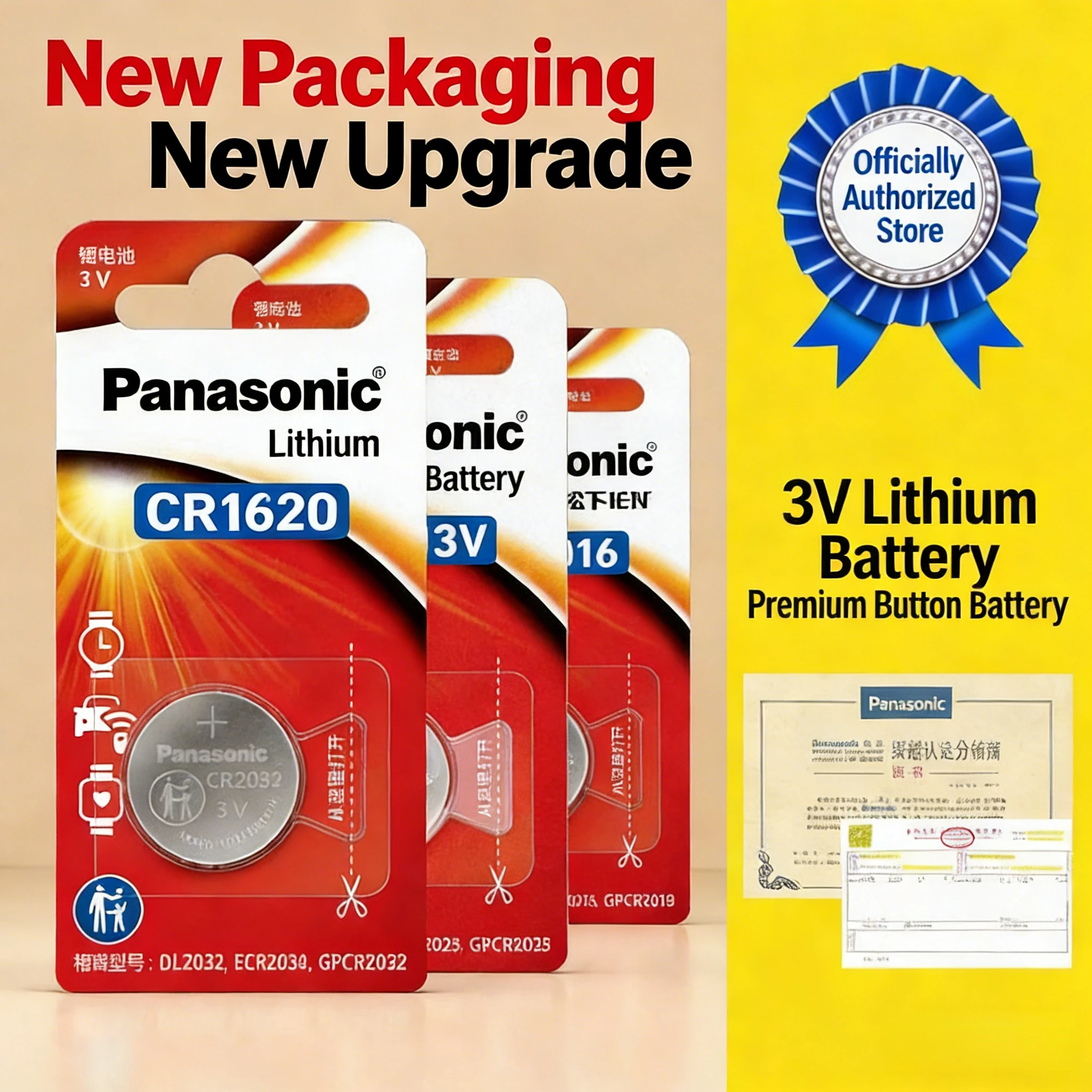 

Panasonic CR1620 3V Lithium Button Coin Battery DL1620 Durable for Calculator Watch Toys - Pack of 2