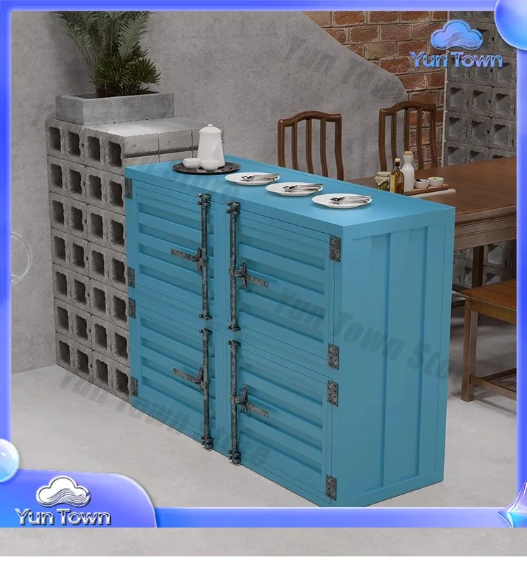 Custom industrial style wrought iron retro dining cabinet multi-functional business storage living room delivery