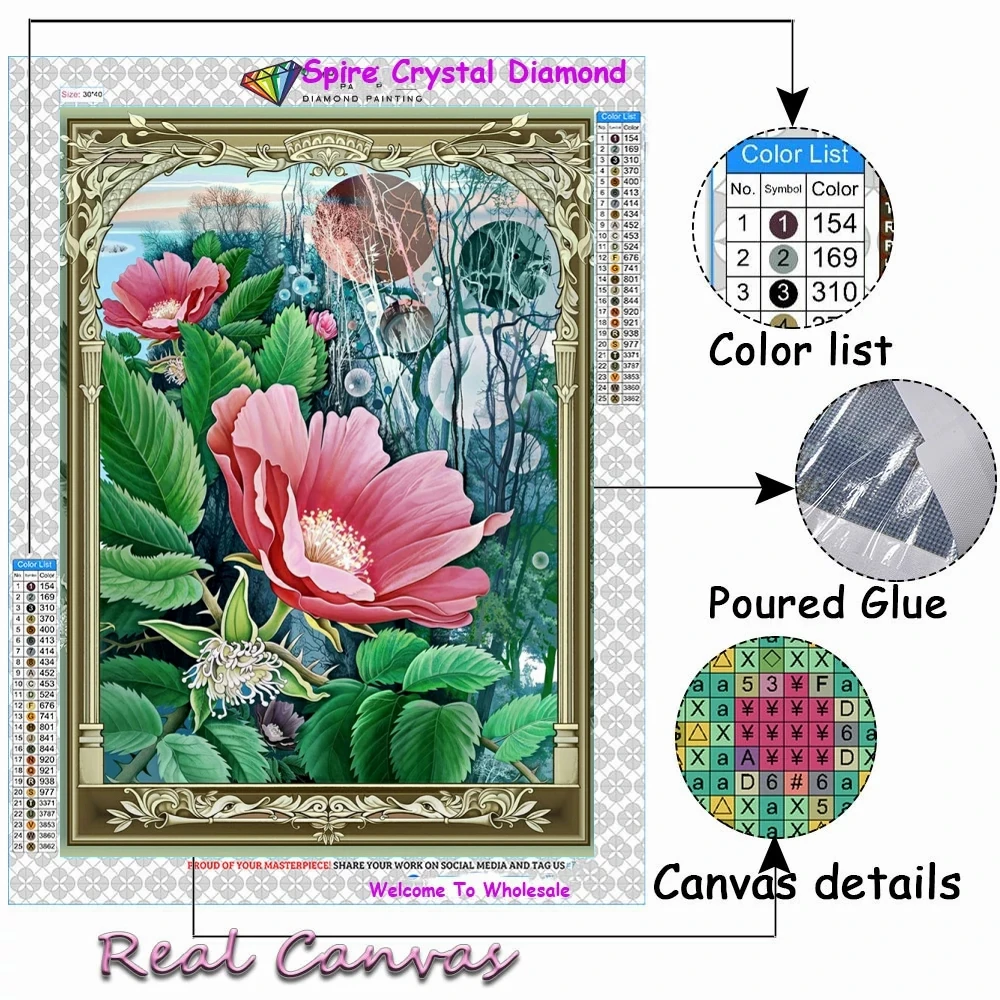 Fresh Flowers Crystal Diamond Mosaic Painting New Embroidery Rose Lily Picture Full Drills Cross Stitch Kits Home Decor Art Gift