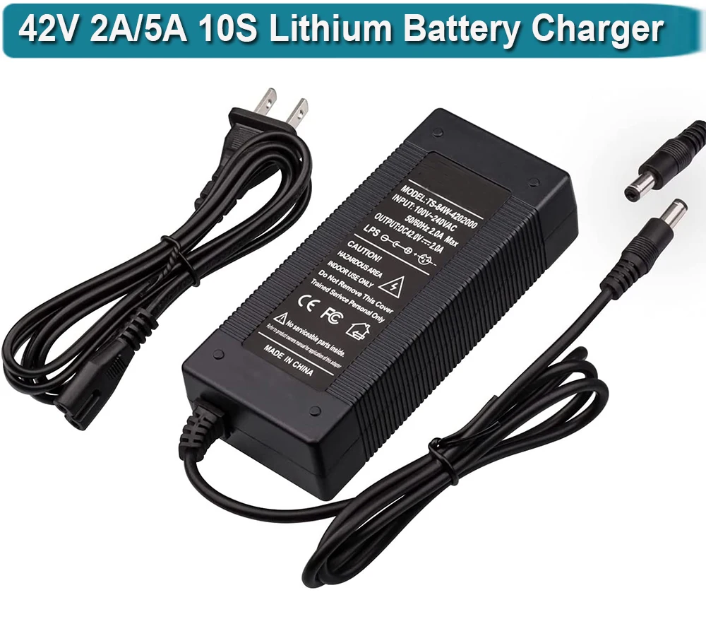 

42V 2A Charger 1 Prong for 36V 10S Lithium Battery, Fast Smart Replacement for 36 Volt