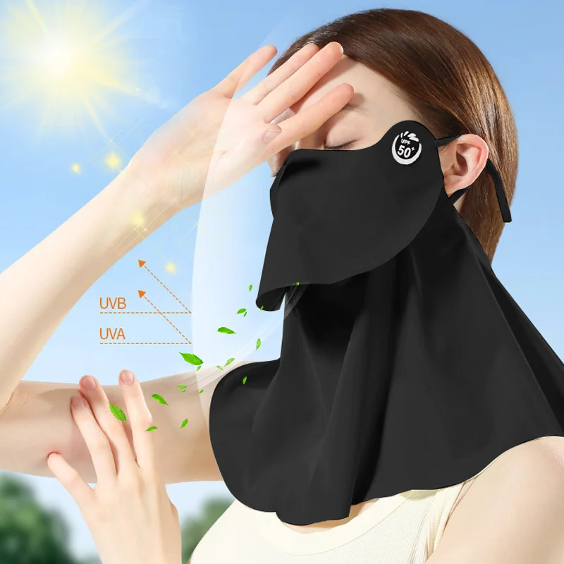 Cubierta de protección UV para mujeres y hombres, conducción al aire libre, protección UV, seda de hielo, protección solar, máscara de protección solar transpirable Anti-UV