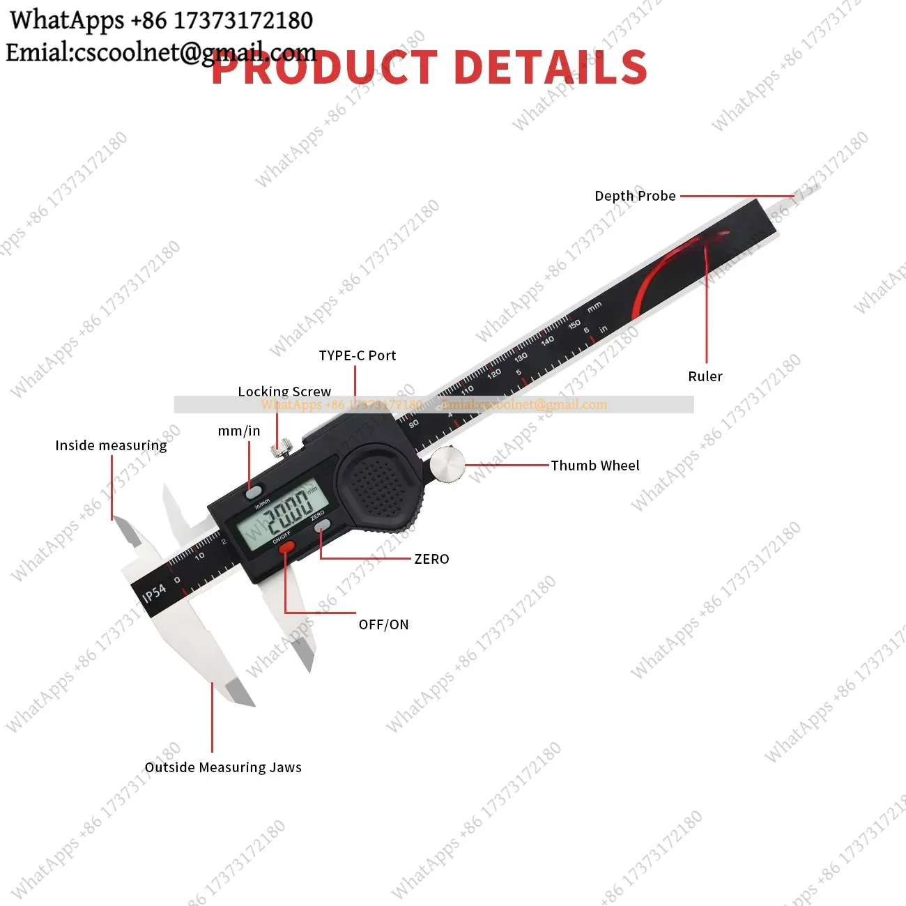k3 for SHAHE Electronic Vernier Caliper 150mm Digital Micrometer Steel Messschieber Paquimetro 150 mm
