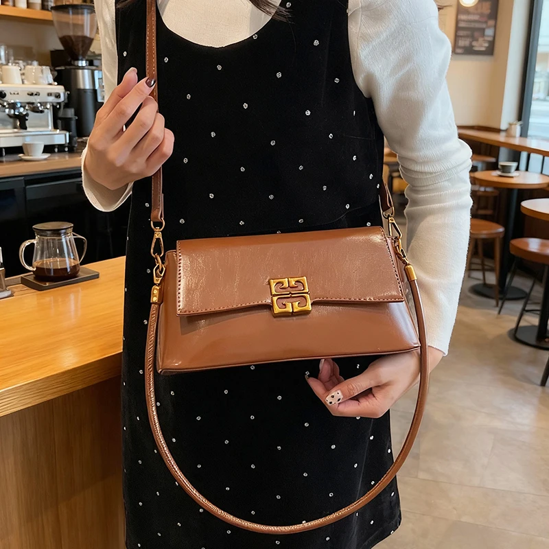 Luxe leren dameshandtas, veelzijdige crossbody of schouder, beroemde ontwerper, populaire klassieke elegantie