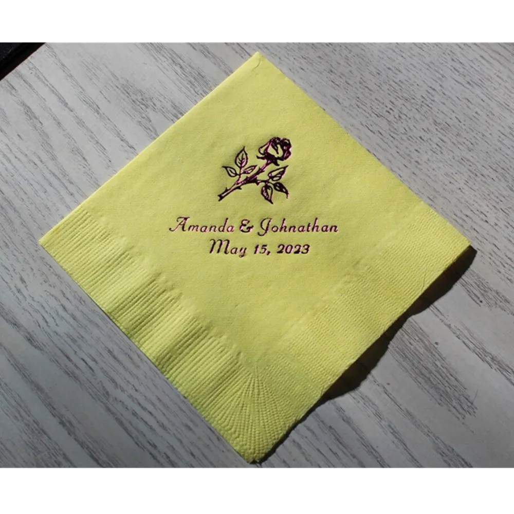 

50PCS 200 Personalized Beverage Cocktail Napkins Wedding Birthday Baby Shower Graduation Bridal