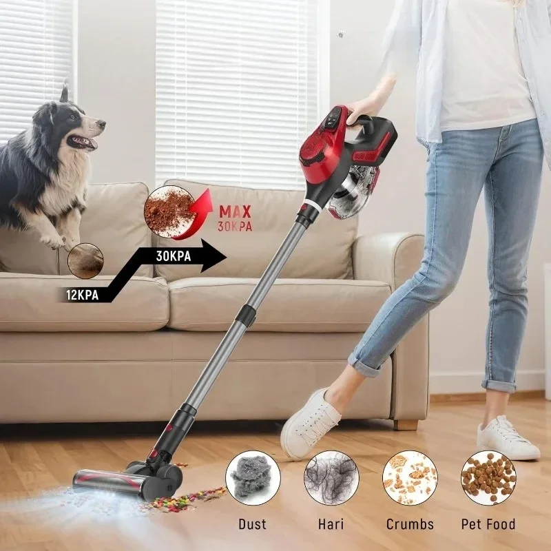 

Tool Cordless Vacuum Cleaner, Smart Display & 1.5L Dust Cup, 55mins Max Runtime, Rechargeable Lightweight Handheld Vavuum (Red)