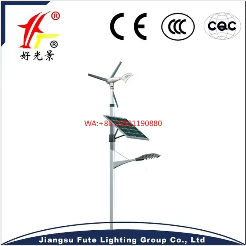 wmwmnu LED Solar Street Light Solar Power Street Light Wind Solar Hybrid Street Light for Outdoor Road Garden Yard Lighting