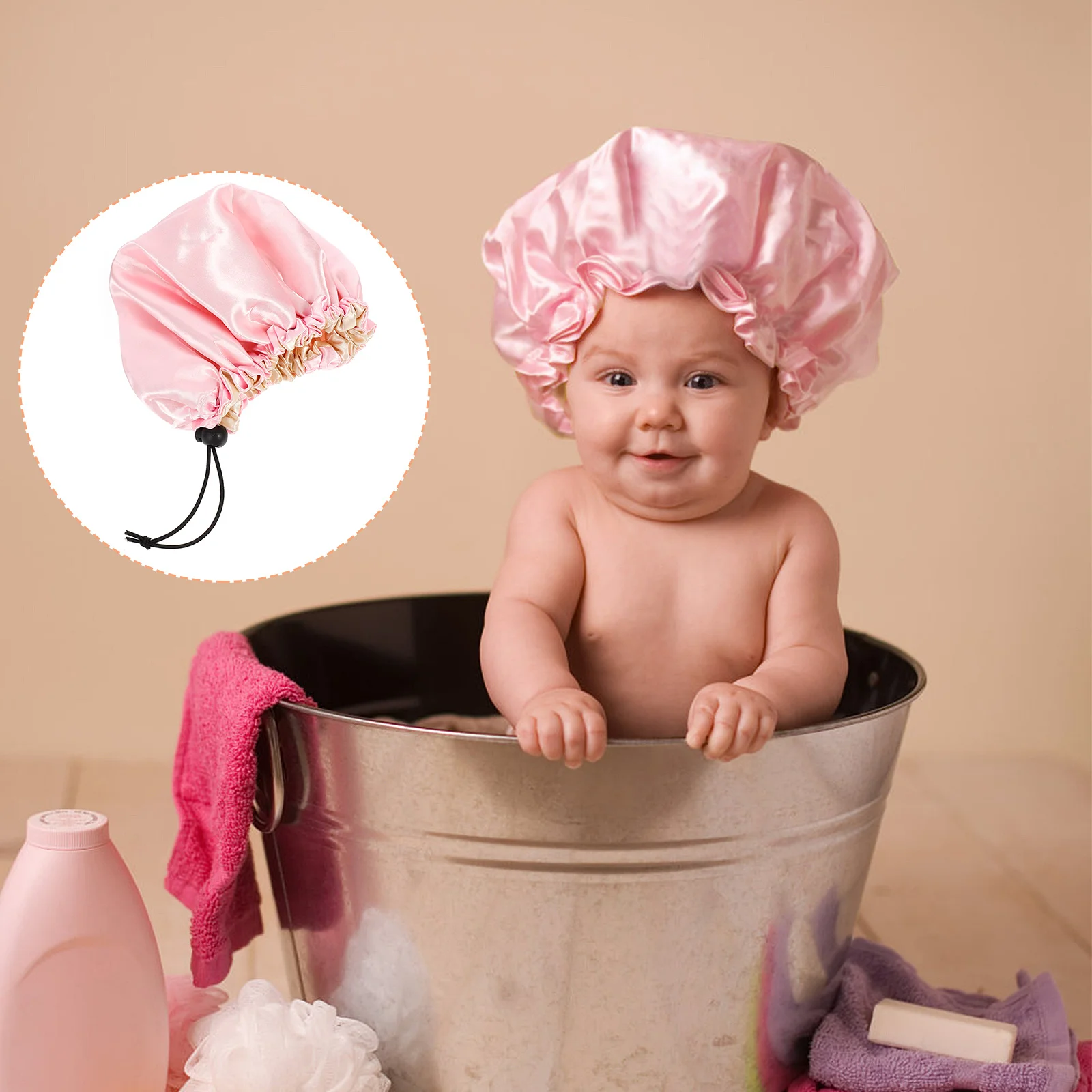 Dubbellaags slaapmuts voor kinderen Roze elastische verstelbare slaapmuts voor kinderen Nachthaarbescherming Nette haarverzorging