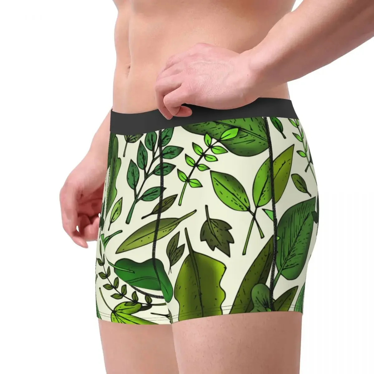 Autumn Green Leaves Underpants Breathbale Panties Men's Underwear Sexy Shorts Boxer Briefs