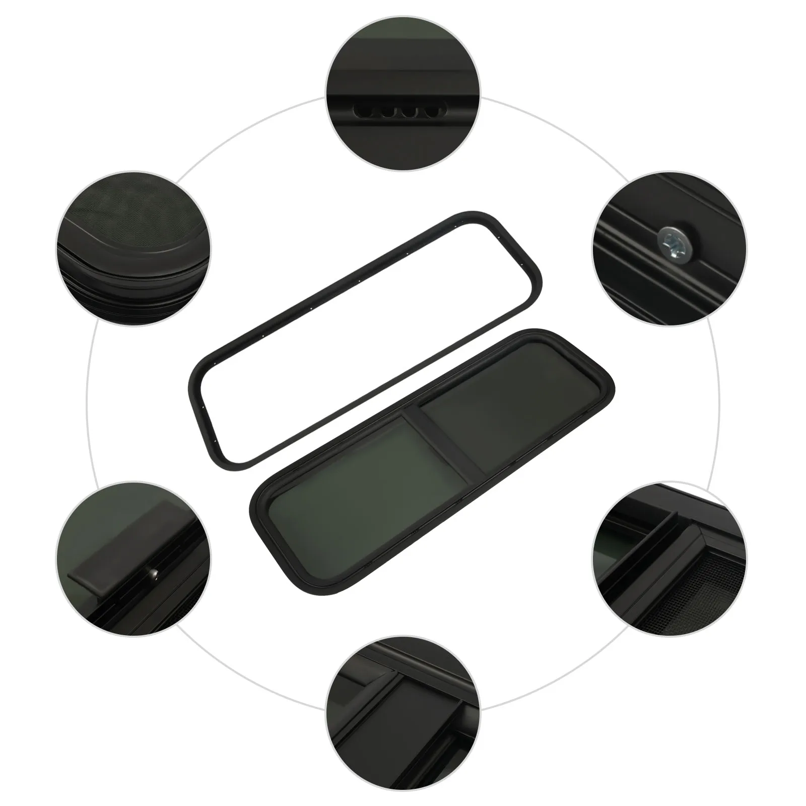 Okno RV 900 * 300 mm Okno boczne przyczepy kempingowej Przyciemniane okno przesuwne Ochrona przed owadami