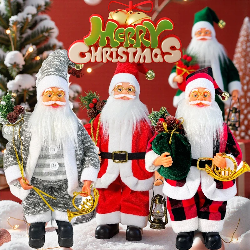 

1pc Santa Claus Ornament Figurine Christmas Desktop Decor for Fireplace Mantel Party Home Xmas Scene Setting Kids New Year Gift