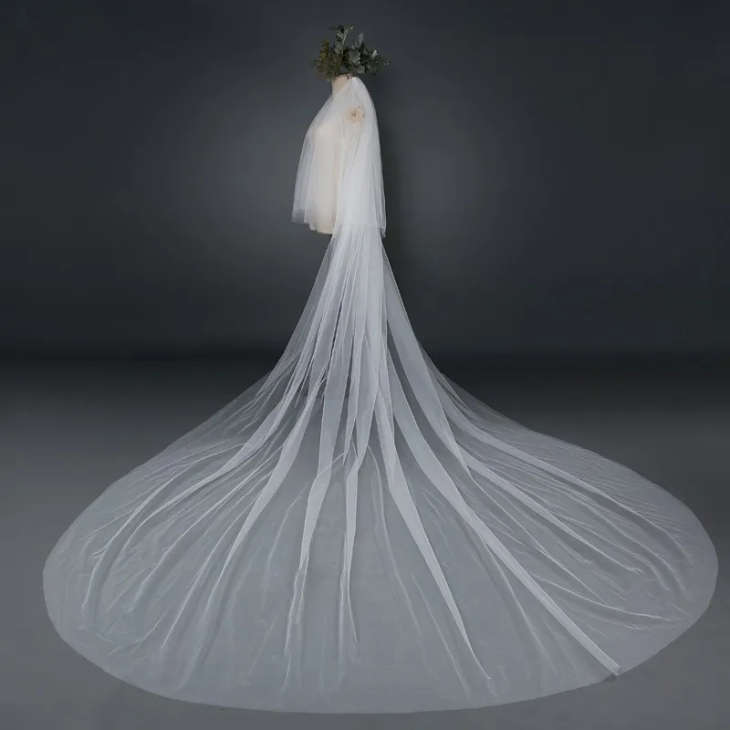 Wholesale Long Wedding Veil 3 Meter Bridal Veil Cathedral with Comb Two Layer Cut Edge Bride Veils Complementos De Boda image 2