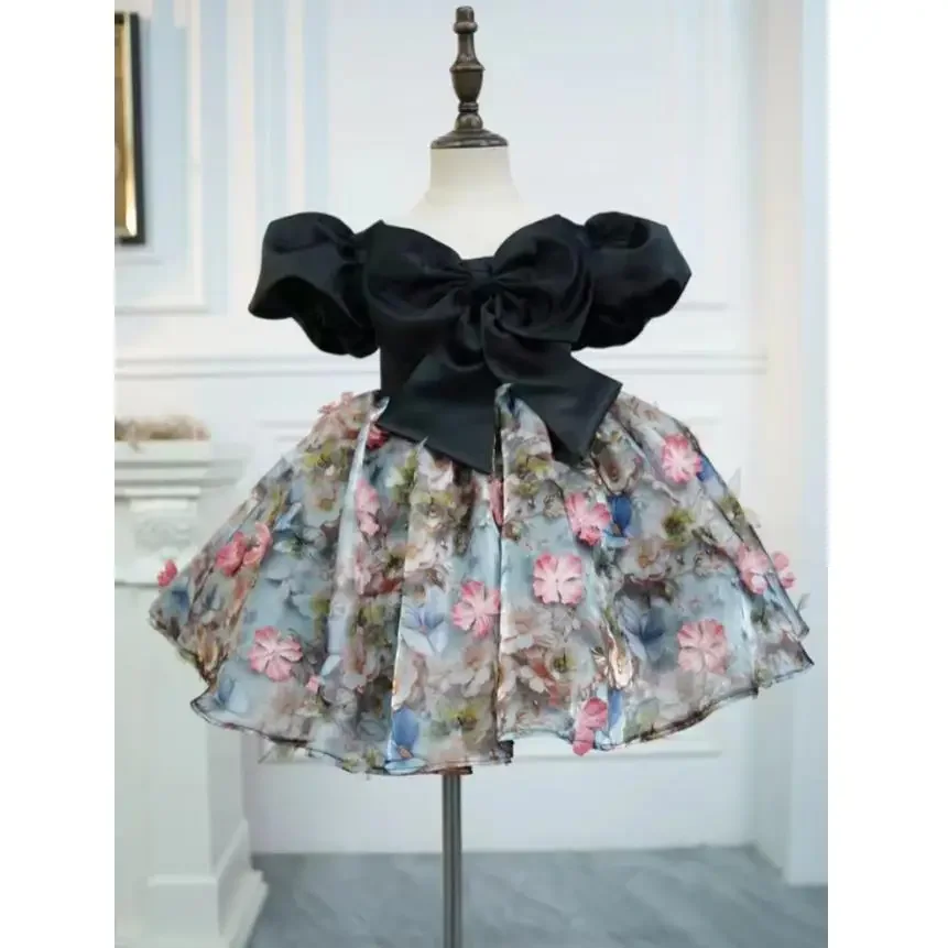 

Детское вечернее платье с принтом для выступлений на фортепиано, платье для девочек на свадьбу, день рождения, Vestidos, платья подружки невесты