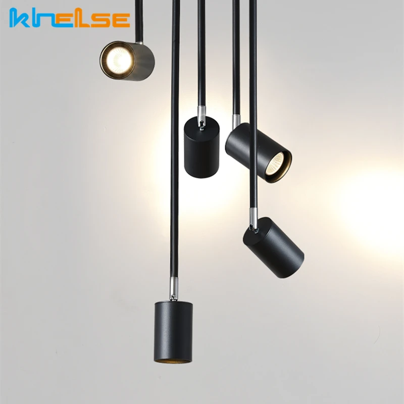 Nordic Long Arm Pendant Lamp GU10 LED Long Tube Suspension Luminaire Ceiling Spotlight Living Room Restaurant Hanging Lights