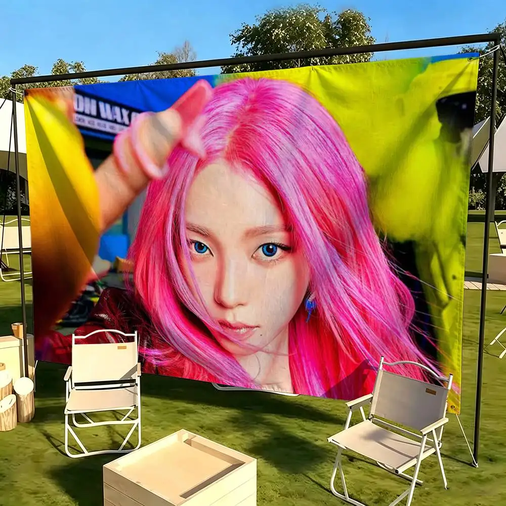 A-AespaS-K-karina Kpop Girl   Flags Wall Hanging Tapestry Outdoor Garage Room Decorative flag Background Blanket