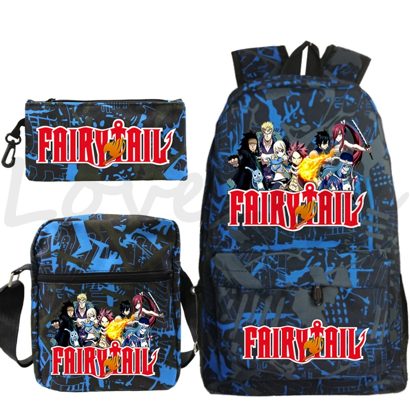 FAIRY TAIL zaino 3 pz/set studenti Cartoon School Bag zaini Anime per ragazzi ragazze borse da viaggio adolescenti zaino Mochilas