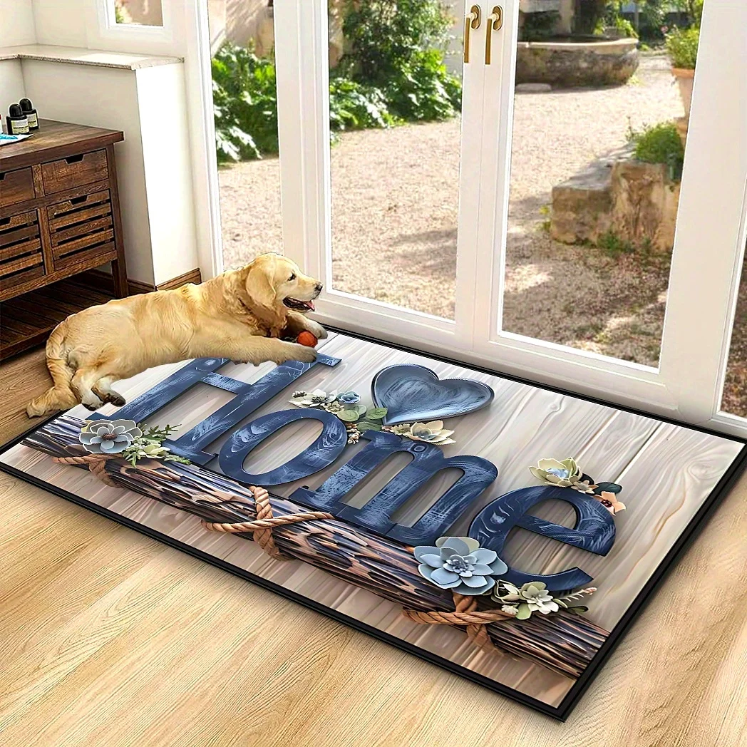 2D Colorful Polished Pebble Stone Bathroom Mat Natural Smooth River Rock Print Decorative Modern Indoor Bath Floor Rug