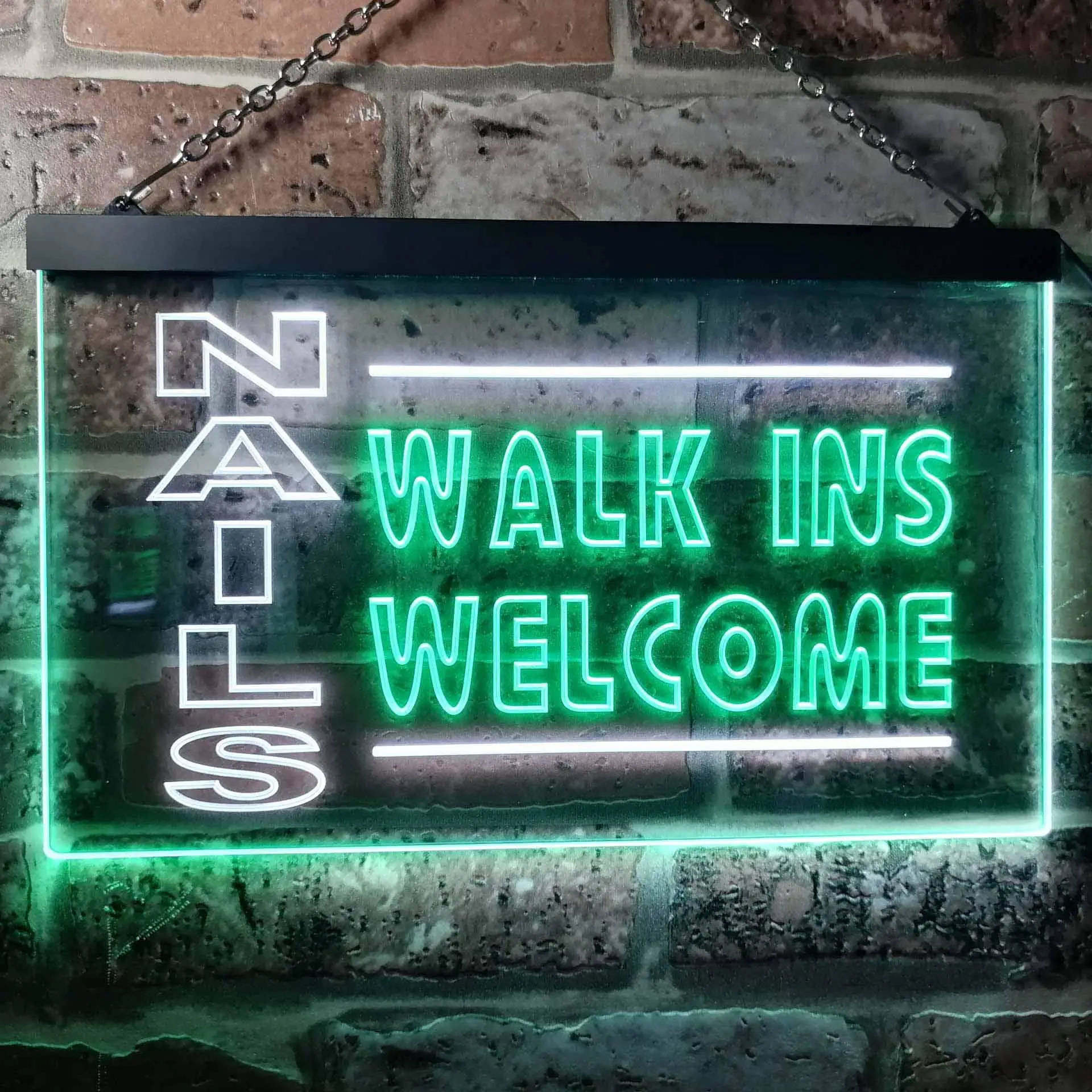 

Двухцветная светодиодная неоновая вывеска Nails Walk in Welcome st6-i0159