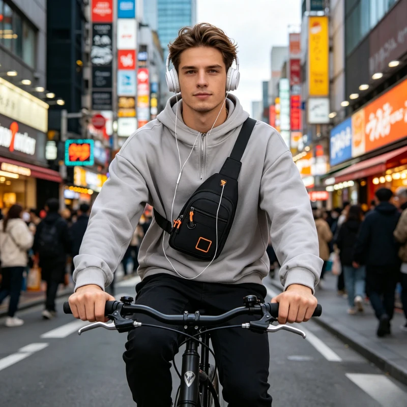 

Lightweight Waterproof Men Chest Bag, Outdoor Hiking Cycling Crossbody Shoulder Bag, Casual Daily Travel Sling Backpack for Men