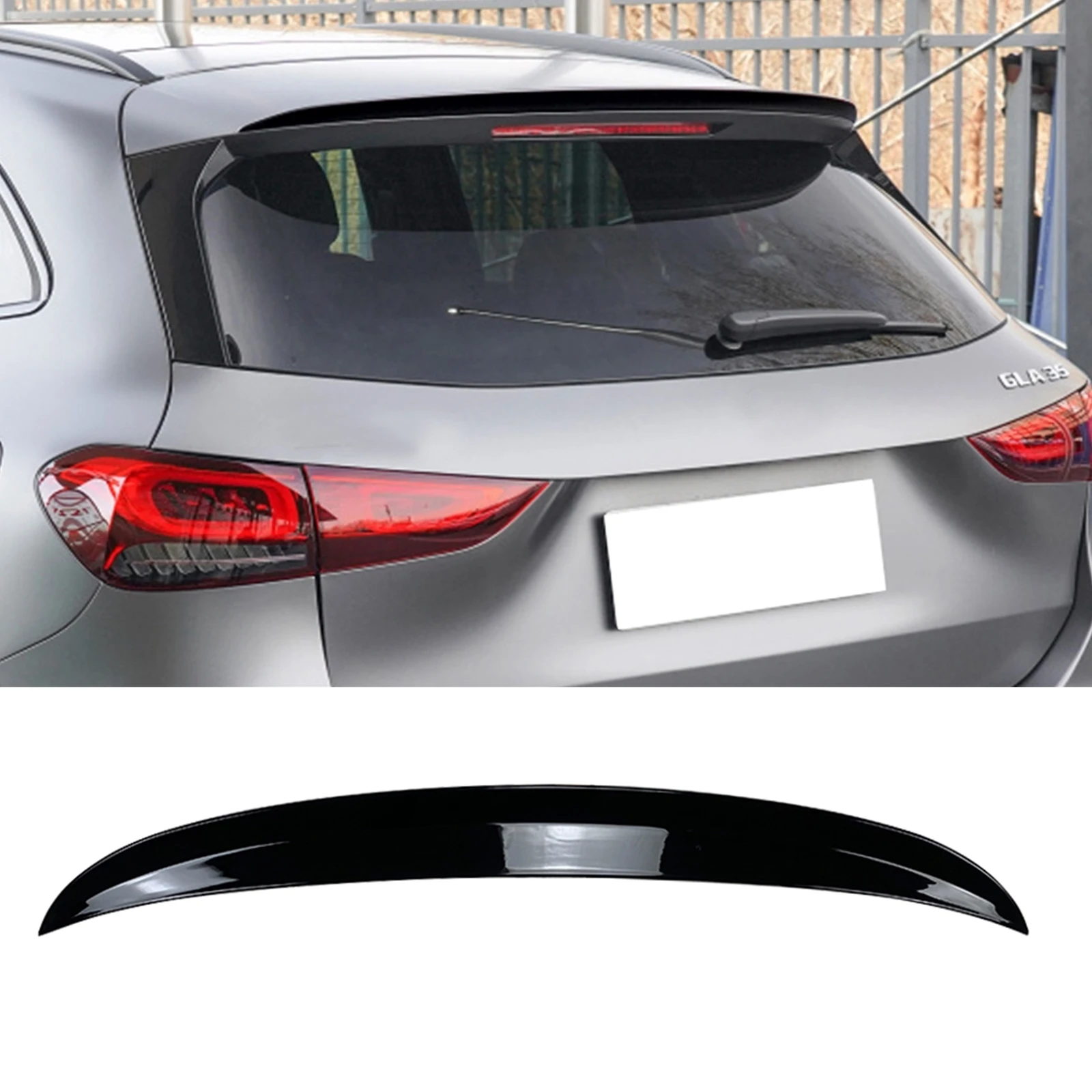 Rear Spoiler Roof Wing For Mercedes Benz GLA Class H247 GLA180 200 GLA35 AMG 2020-2024 Carbon Fiber Look Car Trunk Splitter Lip