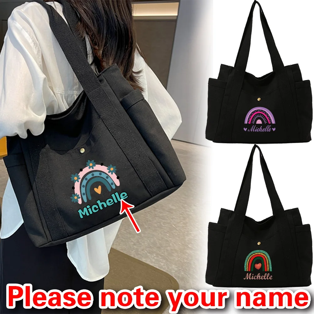 Personalized Customized Portable Simple Large Capacity Canvas Shoulder Bag Daily Travel Handbag Commuting