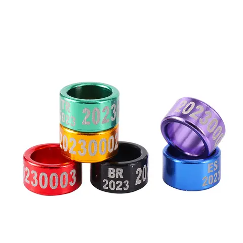 맞춤형 알루미늄 비둘기 발 반지, 내경 8mm, 10mm, 인쇄 ''국가 코드 + 연도 + 일련 번호'' 새 발 반지 30 개
