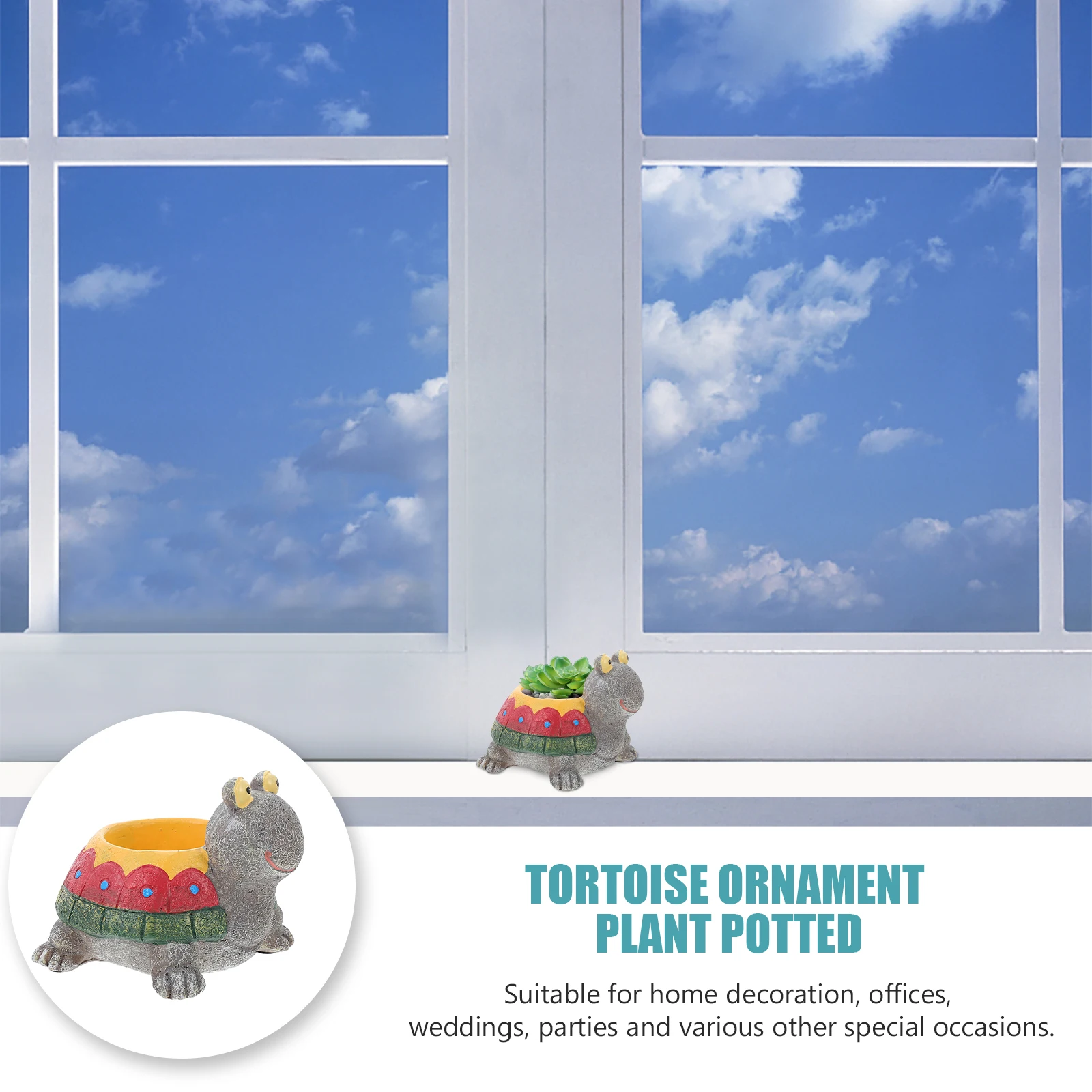 

Resin Colored Turtle Flowerpot Creative Decorative Plant Container Garden Succulent Pot for Outdoor Home Office Party