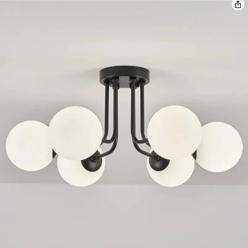 

Modern Entrance White Glass Ball Ceiling Chandeliers Nordic Bedroom Living Room Ceiling Light Porch Mood Light for Home Decor