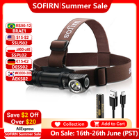 Sofirn HS40 USB C Rechargeable Headlamp 18650 Super Bright SST40 LED Torch 2000lm Flashlight with 2 Modes Power Indicator