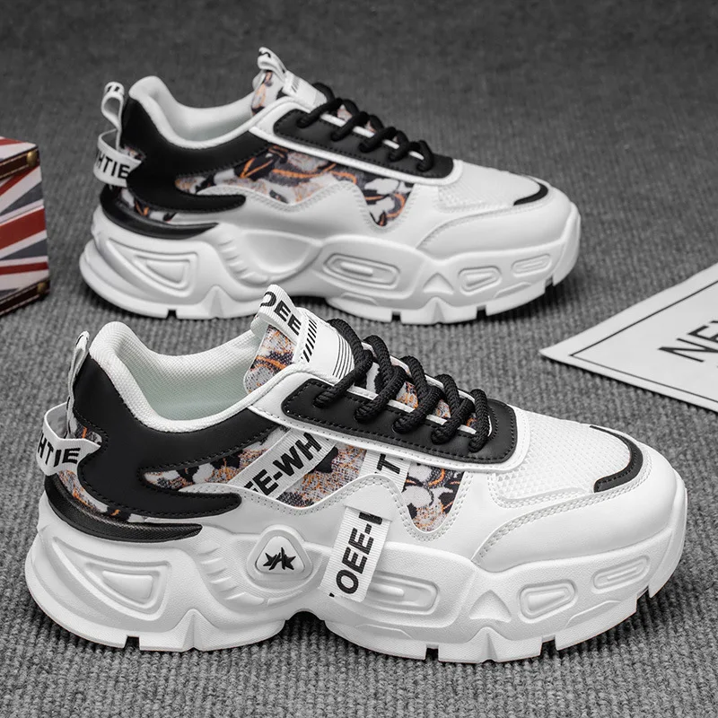 

Men's Sport Sneakers Fashion Lace-up Men Casual Shoes Thick-sole Comfortable Male Running Shoes for Men Tennis Training Footwear