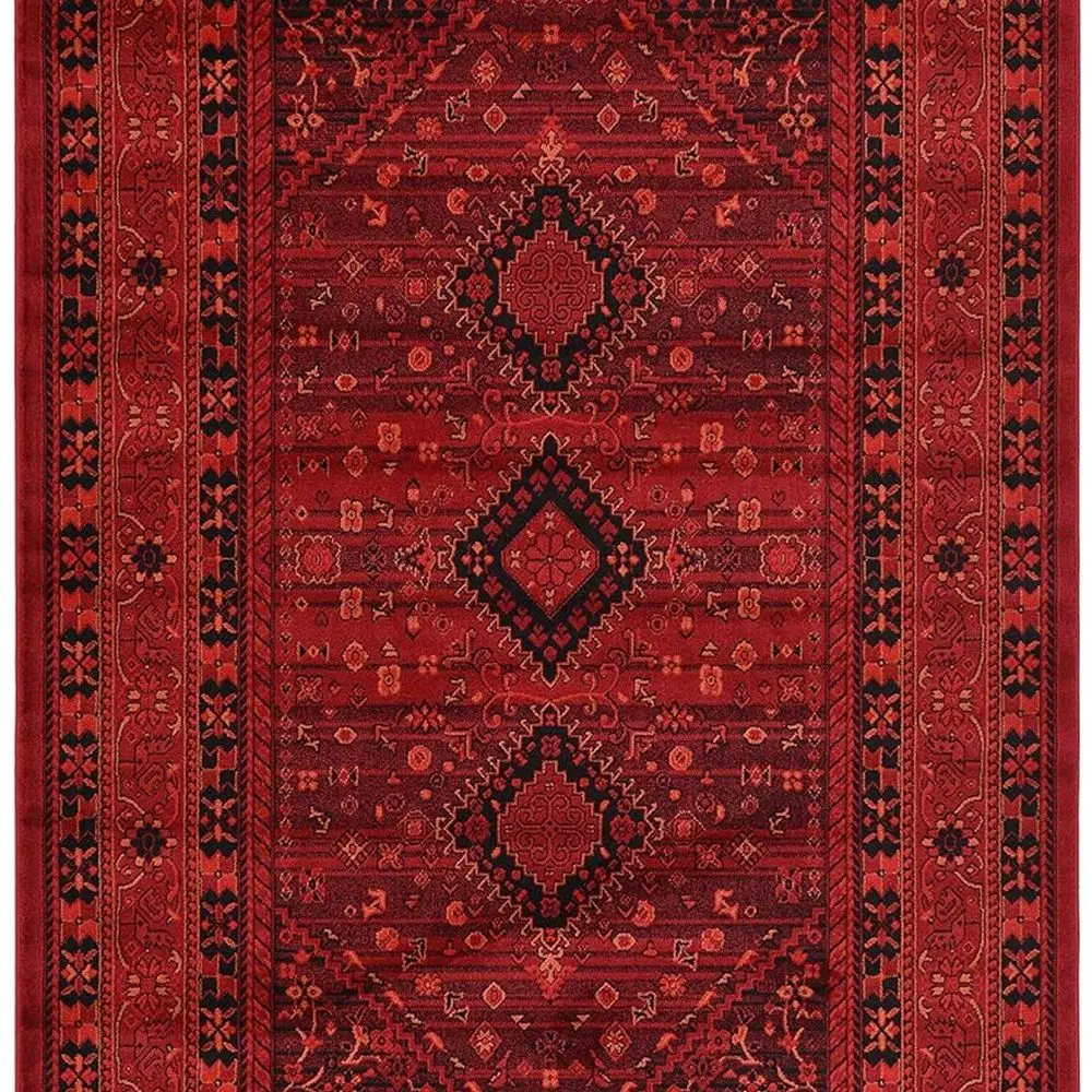 Sheibani Tekke Area Rug - 5'3 x 8' Red and Black Rectangle
