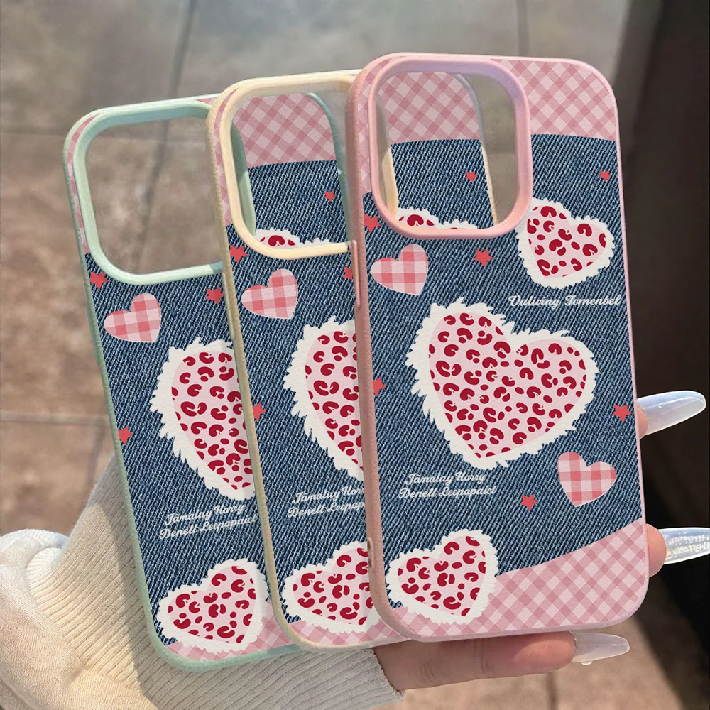 Cowboy Leopard Love Heart Phone Case for iPhone 17 Pro Max 16 15 12 11 13 14 16 Pro Max 17 Air Shockproof Leather Lichee Cover