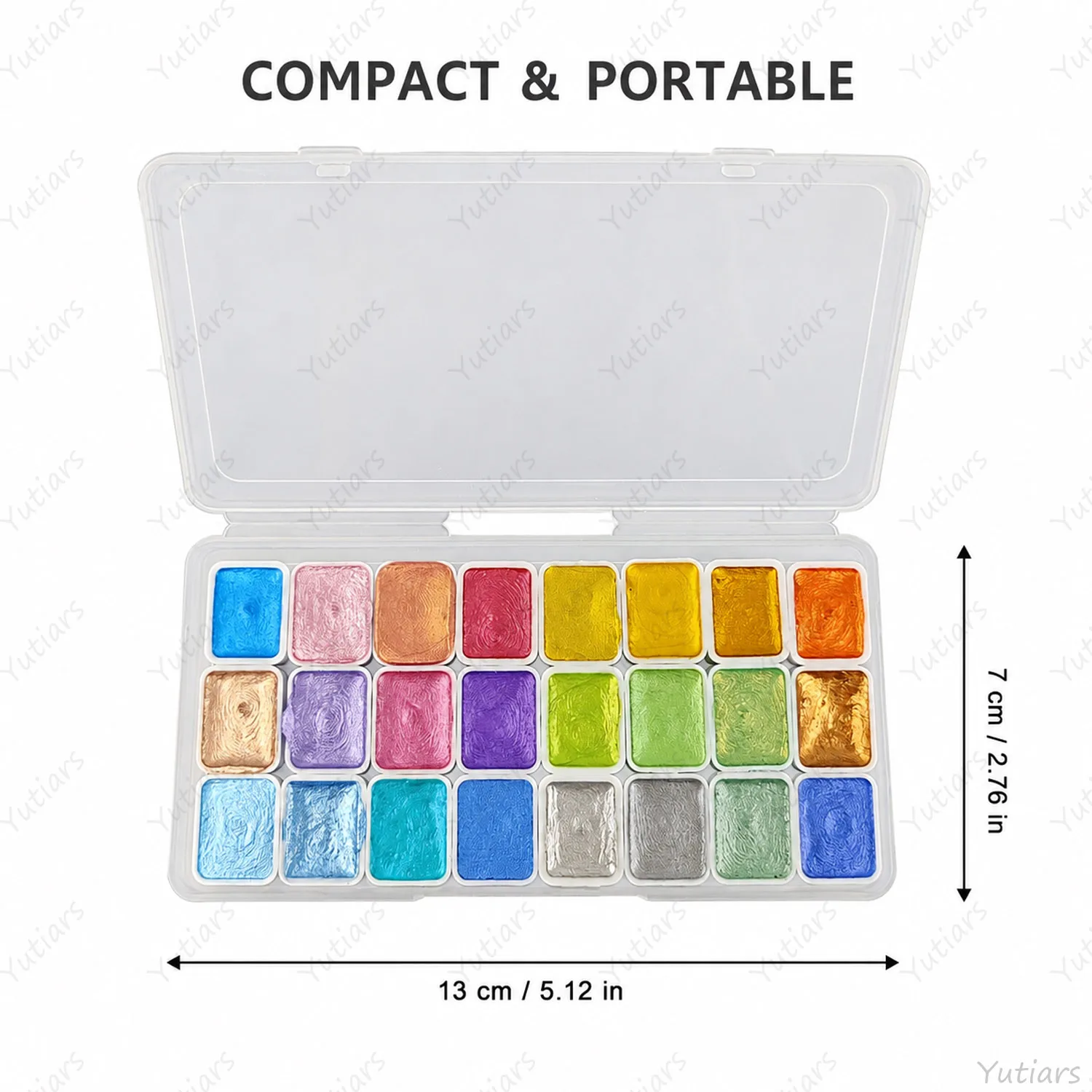 24 Color Pearlescent Watercolor Paint Set Portable Shimmer Solid Watercolor Palette for DIY Art Painting Craft Supplies Gift