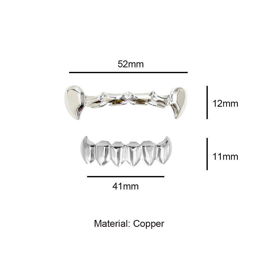 RACHELZ Hip Hop DIY Top&Bottom Teeth Grillz Fangs Fashion Glossy Tooth Caps Decor For Women Men Jewelry Party Cosplay