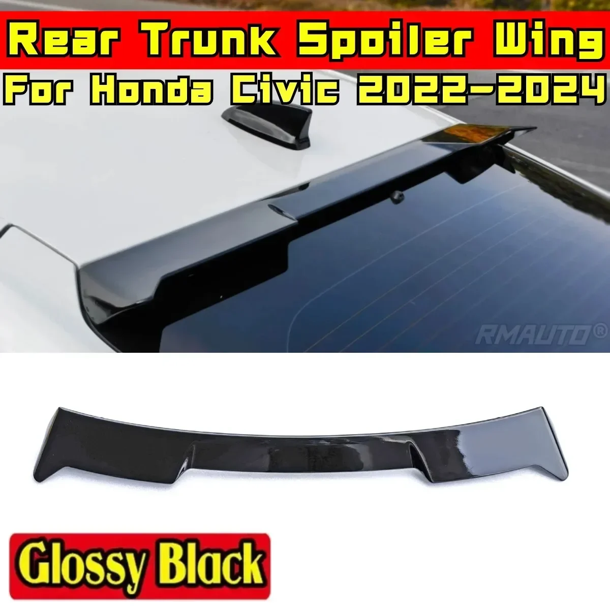 

For 11th Generation Honda Civic Hatchback 2022-2024 Rear Spoiler Wing Body Kit ABS Plastic Car Rear Roof Spoiler Car Accessories